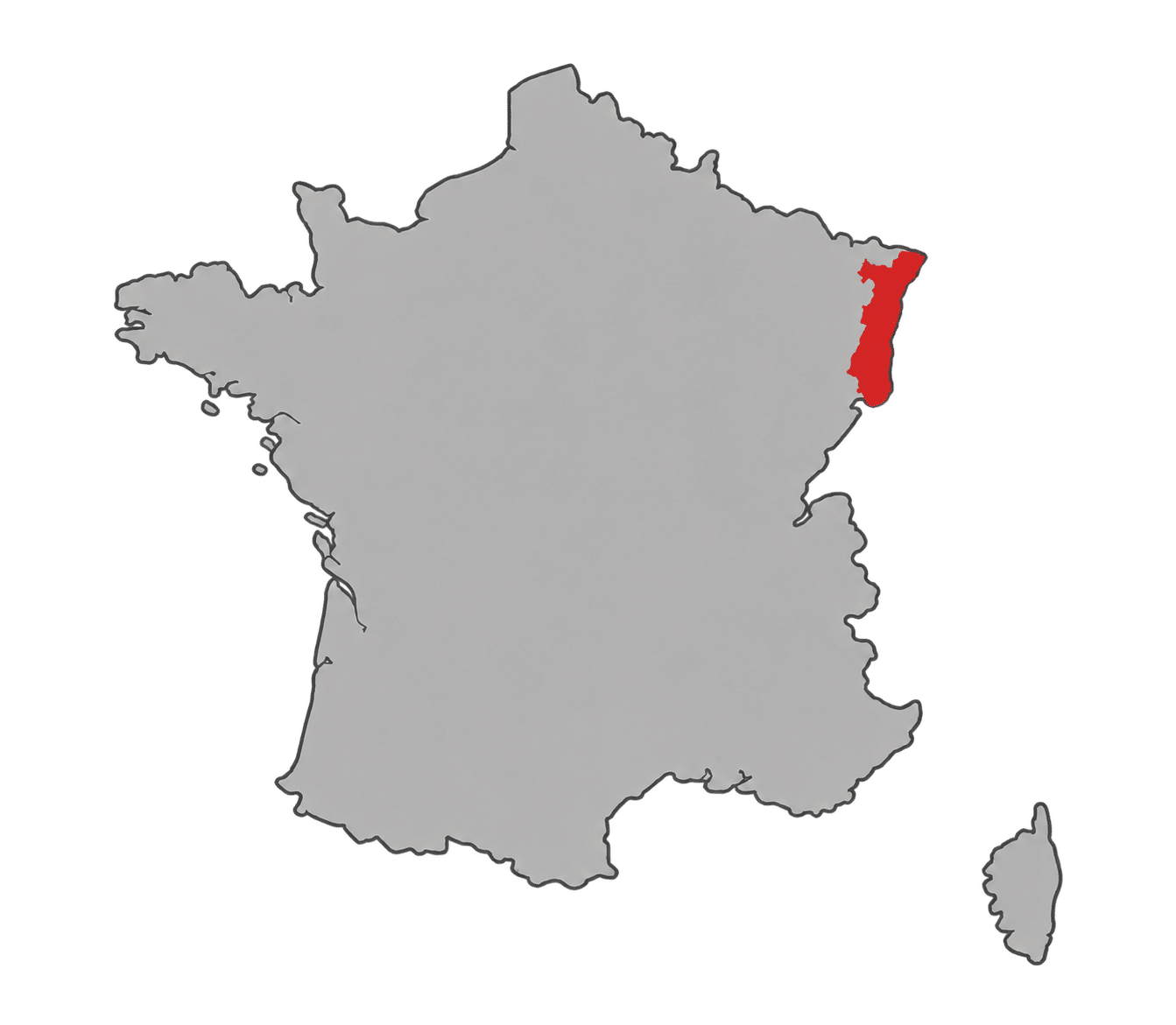 Map of France highlighting Alsace