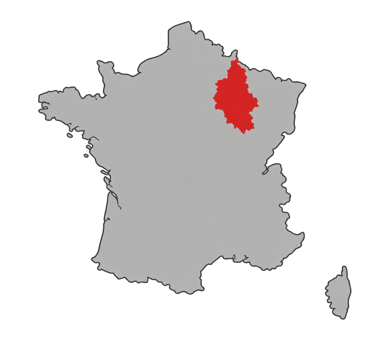 Map of France highlighting Champagne