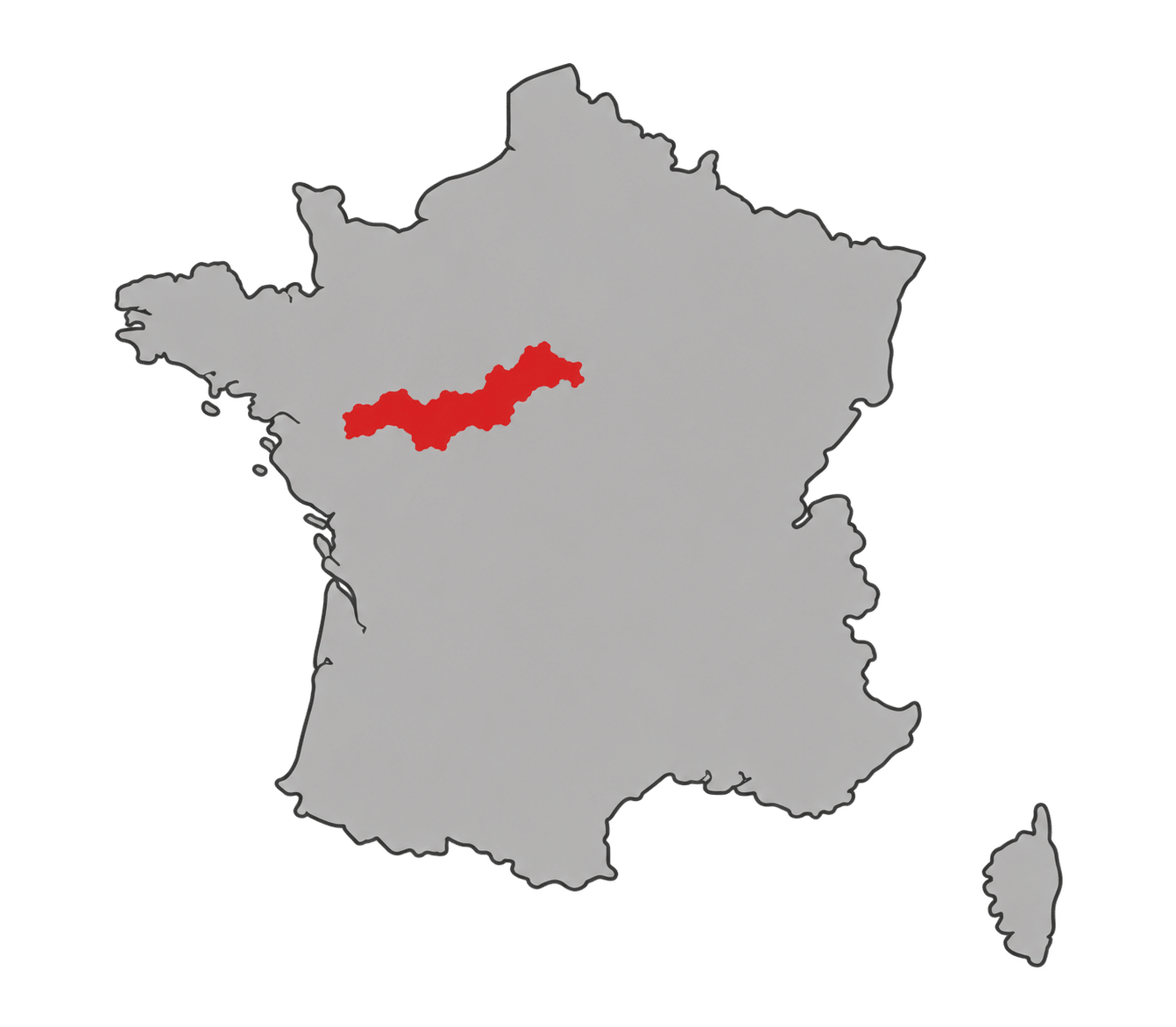 Map of France highlighting the Loire valley
