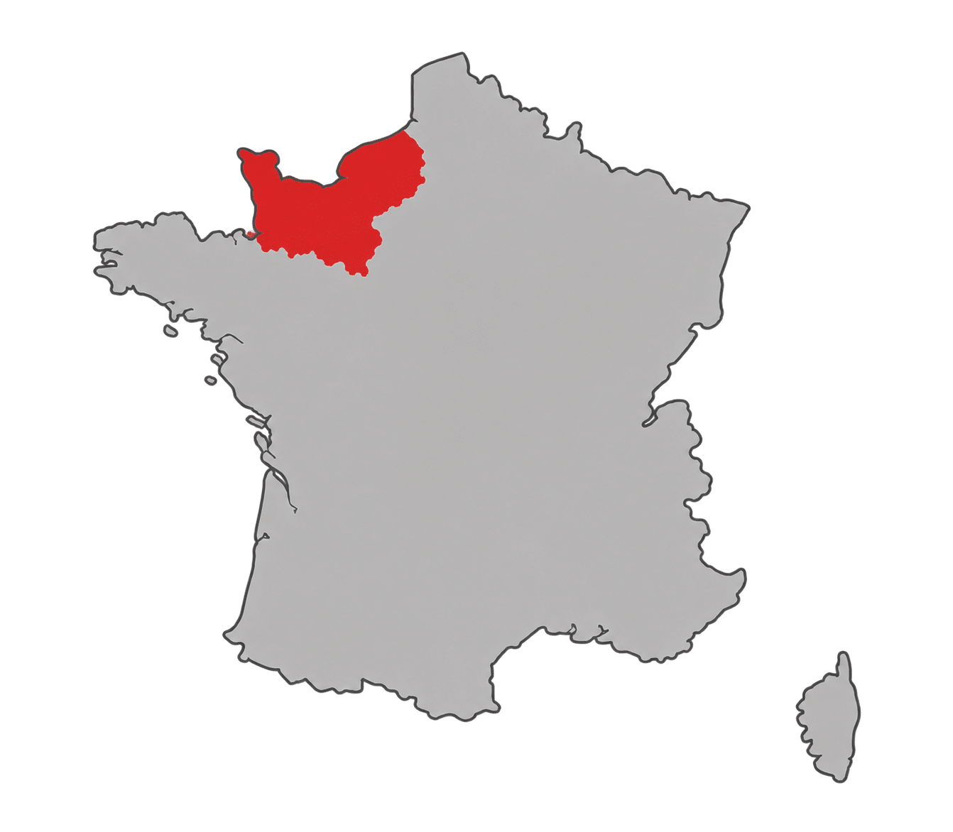 Map of France highlighting Normandy